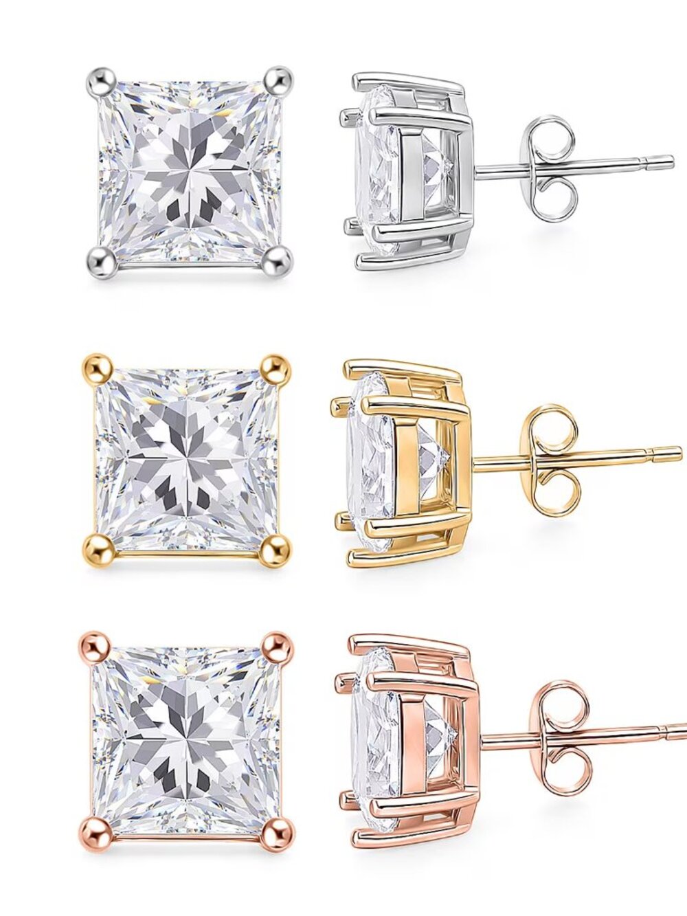 New Simulated (CZ) Earrings - Pick the Rose, Yellow or Silver Ton